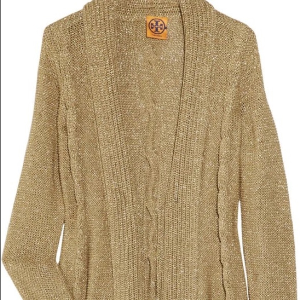 Tory Burch Gold Metallic Cardigan XS